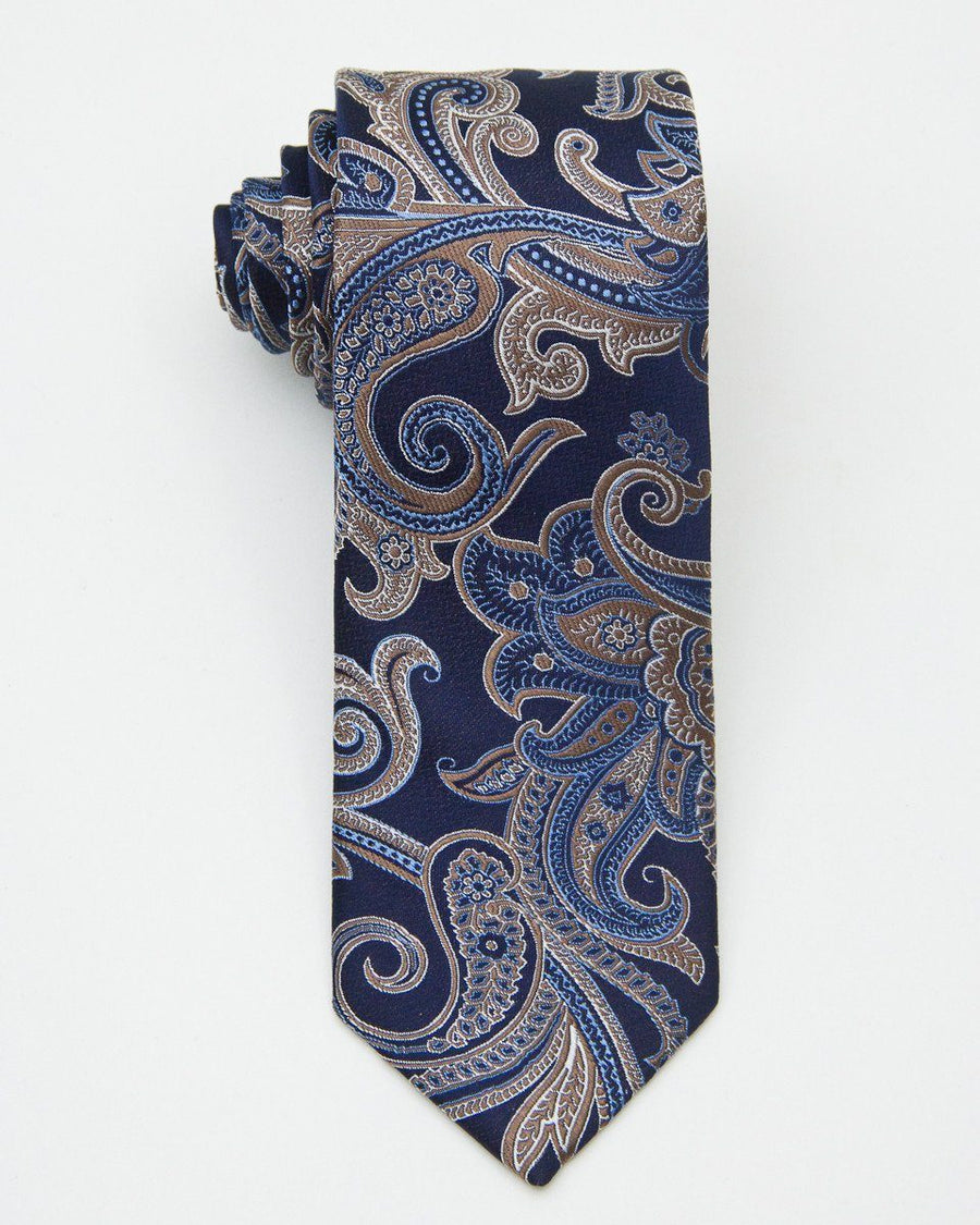 Heritage House 20724 100% Silk Woven Boy's Tie - Paisley - Navy/Gold, Finest Italian fabrications Boys Tie Heritage House 