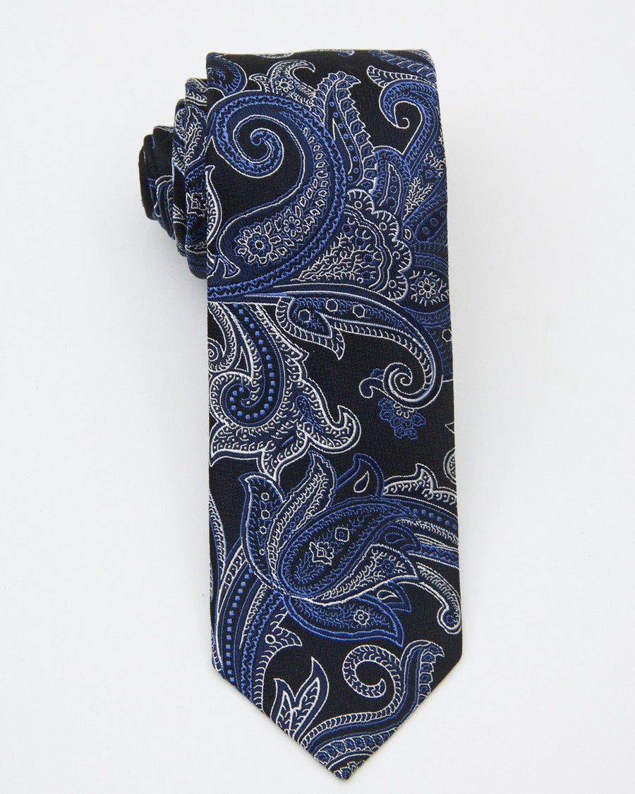 Heritage House 20726 100% Silk Woven Boy's Tie - Paisley - Black/Blue, Finest Italian fabrications Boys Tie Heritage House 