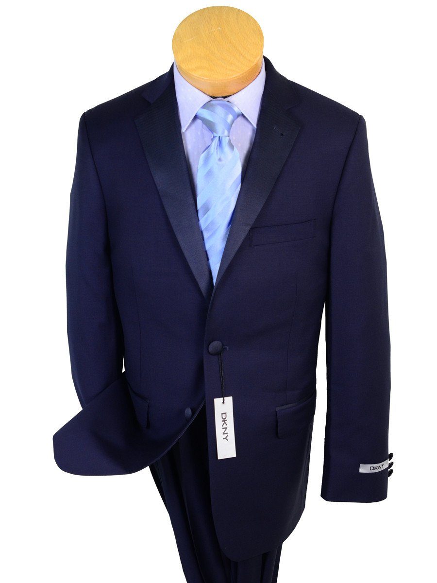 DKNY 20815 100% Wool Boy's 2-piece Suit - Tuxedo - Navy, 2-Button Single Breasted Jacket, Plain Front Pant Boys Tuxedo DKNY 