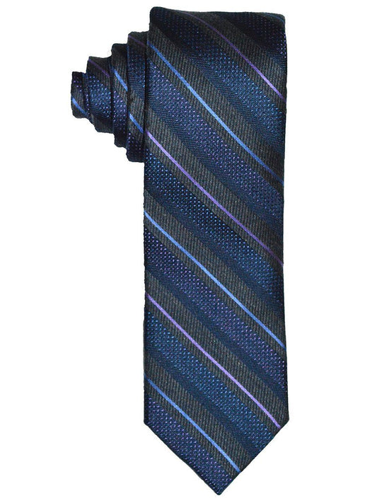 Heritage House 21245 100% Woven Silk Boy's Tie - Stripe - Navy/Purple Boys Tie Heritage House 