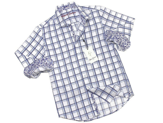 Boy's Sport Shirt 21279 White Check Boys Sport Shirt Robert Graham 