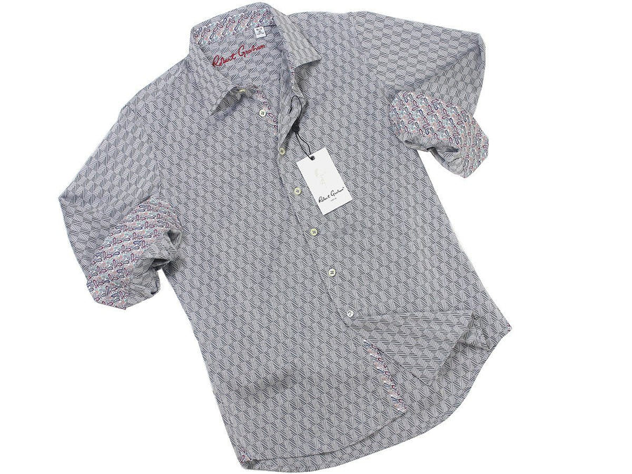 Boy's Sport Shirt 21292 Grey Jaquard Check Boys Sport Shirt Robert Graham 