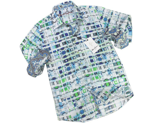 Boy's Sport Shirt 21296 White Print Boys Sport Shirt Robert Graham 