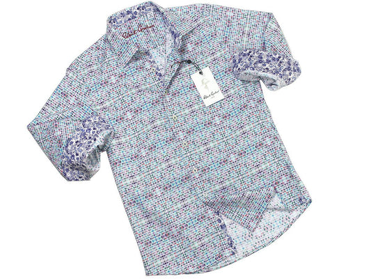 Boy's Sport Shirt 21300 White Print Boys Sport Shirt Robert Graham 