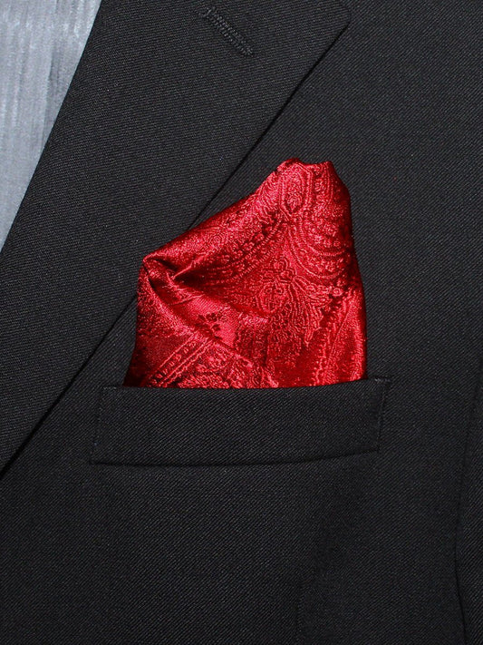 Boy's Pocket Square 21331 Red Paisley Boys Pocket Square Heritage House 
