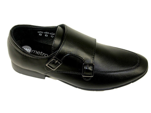 Umi 21337 Leather Boy's Shoe - Double Monk Strap - Black Boys Shoes Umi 