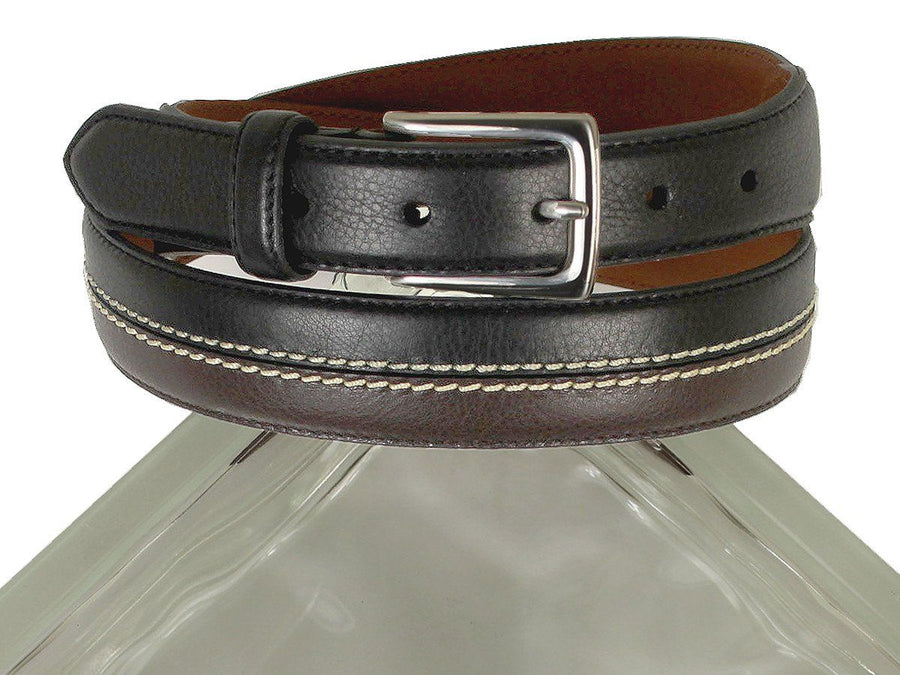 Brighton 21344 100% Leather Boy's Belt - Two-toned With Double-stitch Accent - Black/brown Boys Belt Brighton 