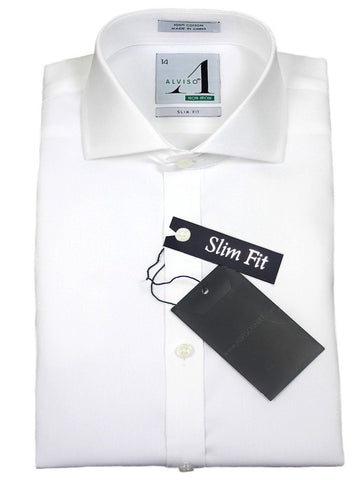 Alviso 21425 Boys Dress Shirt- Slim Fit- Solid- White Boys Dress Shirt Alviso 