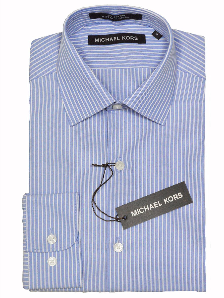 Michael Kors 21464 100% Cotton Boy's Dress Shirt - Stripe - Blue And White Boys Dress Shirt Michael Kors 