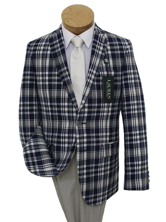Lauren Ralph Lauren 21542 100% Cotton Boy's Sport Coat - Plaid - Navy/Cream Boys Sport Coat Lauren 