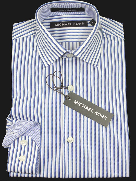 Michael Kors 21557 100% Cotton Boy's Dress Shirt - Striped - White And Blue Boys Dress Shirt Michael Kors 