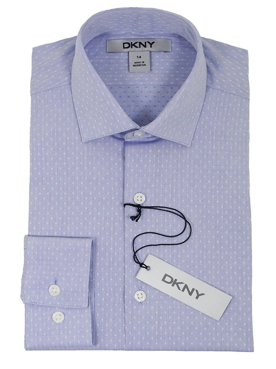 DKNY 21643 100% Cotton Boy's Dress Shirt - Dot - Light Blue Boys Dress Shirt DKNY 