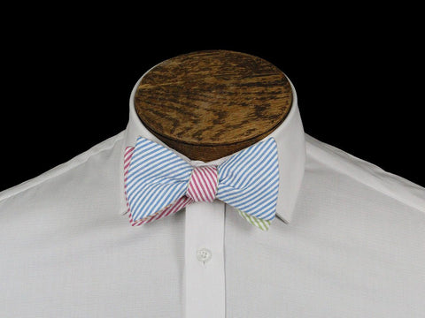 Image of Boy's Bow Tie 21669 Multi-color Seer Sucker Stripe Boys Bow Tie High Cotton 
