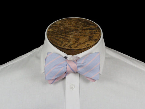 Image of Boy's Bow Tie 21671 Pink/Blue Stripe Boys Bow Tie High Cotton 