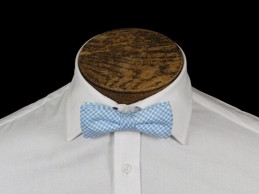 Boy's Bow Tie 21674 Blue/White Linen Check Boys Bow Tie High Cotton 