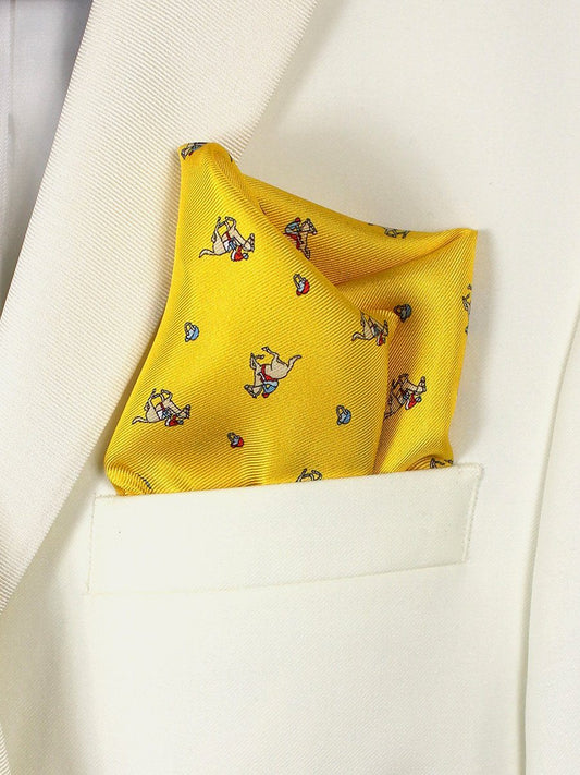 Boy's Pocket Square 21678 Yellow Derby Pattern Boys Pocket Square High Cotton 