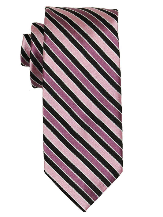 Heritage House 21779 100% Woven Silk Boy's Tie - Stripe - Pink/Black Boys Tie Heritage House 