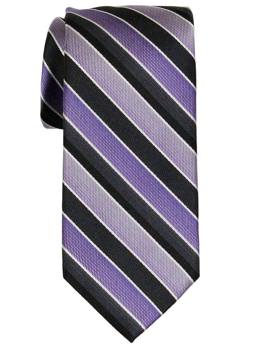 Heritage House 21791 100% Woven Silk Boy's Tie - Stripe - Purple/Black Boys Tie Heritage House 
