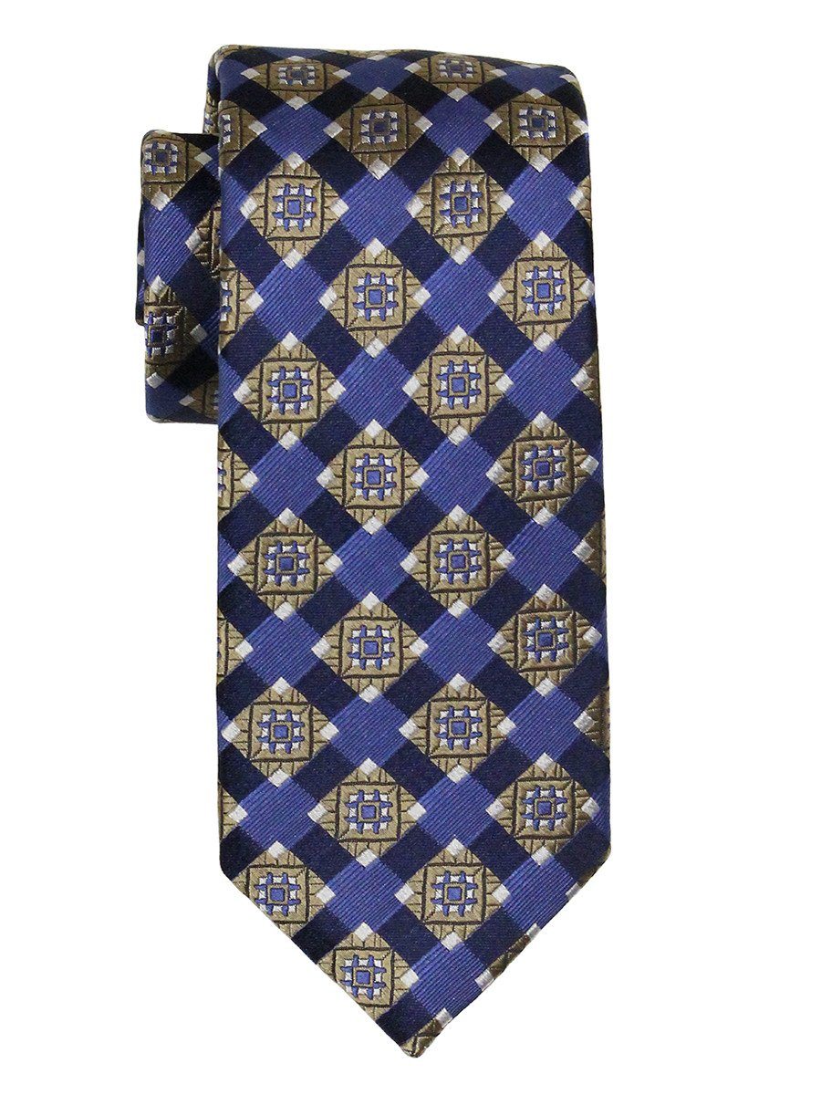 Heritage House 21839 100% Woven Silk Boy's Tie - Neat Geometric - Khaki/Blue Boys Tie Heritage House 