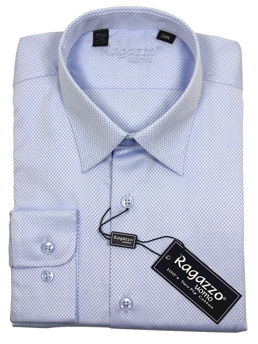Ragazzo 21925 100% Cotton Boy's Dress Shirt - Box Weave - Sky Blue Boys Dress Shirt Ragazzo 