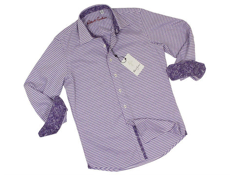 Image of Boy's Sport Shirt 22297 Lavender Houndstooth Boys Sport Shirt Robert Graham 