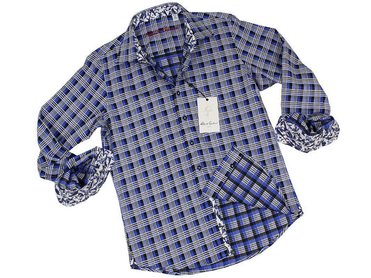 Boy's Sport Shirt 22325 Blue Plaid Boys Sport Shirt Robert Graham 