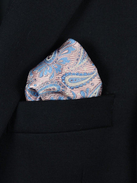 Boy's Pocket Square 22376 Pink/Blue Paisley Boys Pocket Square Heritage House 