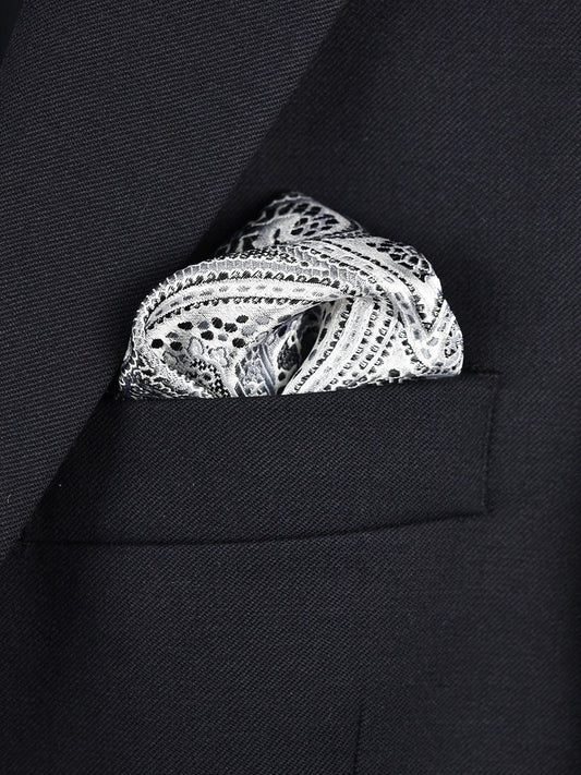 Boy's Pocket Square 22378 Silver/Black Paisley Boys Pocket Square Heritage House 