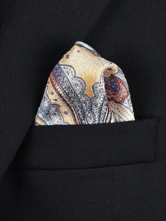 Boy's Pocket Square 22379 Peach/Blue Paisley Boys Pocket Square Heritage House 