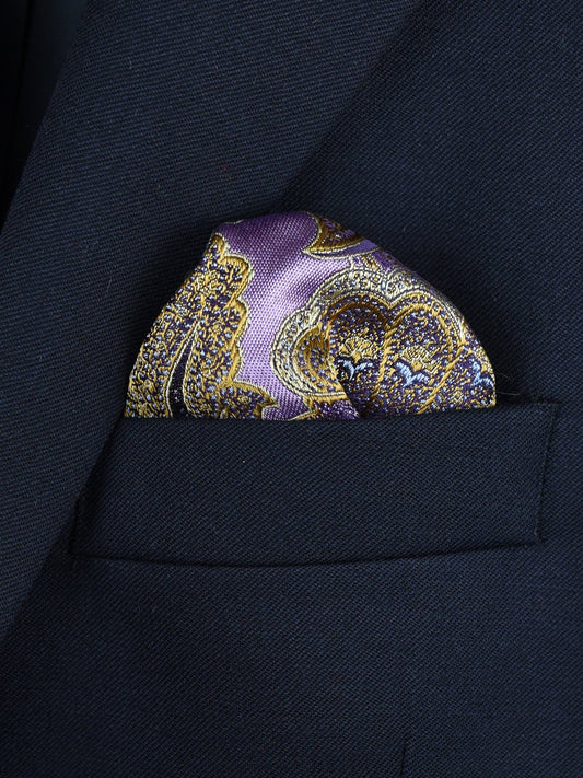 Boy's Pocket Square Purple/Gold 22380 Paisley Boys Pocket Square Heritage House 