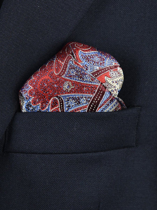 Boy's Pocket Square 22382 Red/Blue Paisley Boys Pocket Square Heritage House 