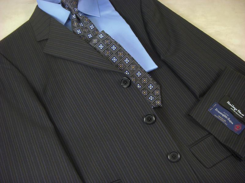 Vitali 224 100% Wool Boy's Skinny Suit - Stripe - Black - Heritage ...