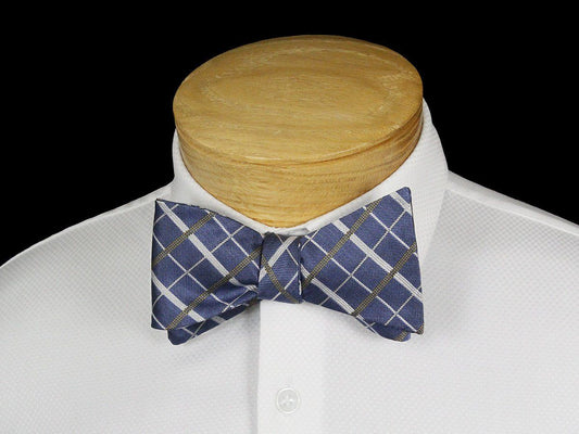 Boy's Bow Tie 22538 Blue/Khaki Plaid Boys Bow Tie Scotty Z 