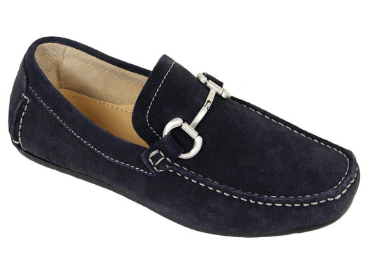 Florsheim 22574 Suede Upper Boy's Shoe - Bit Loafer - Navy Boys Shoes Florsheim 