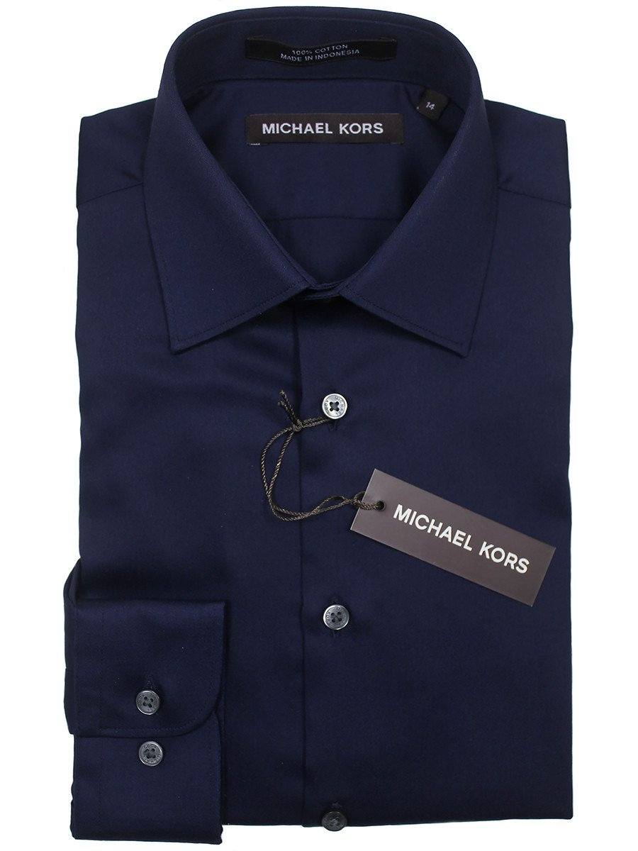 Michael Kors 22901 100% Cotton Boy's Dress Shirt - Solid Broadcloth - Navy Boys Dress Shirt Michael Kors 