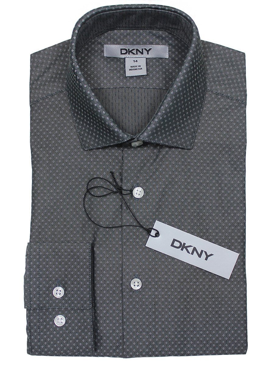 DKNY 22911 100% Cotton Boy's Dress Shirt - Solid Broadcloth - Gray Boys Dress Shirt DKNY 