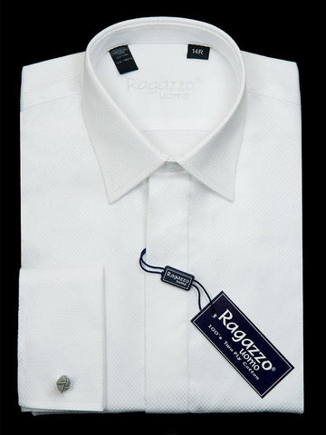 Ragazzo 22942 French Cuff Boy's Dress Shirt - Box Weave - White Boys Dress Shirt Ragazzo 