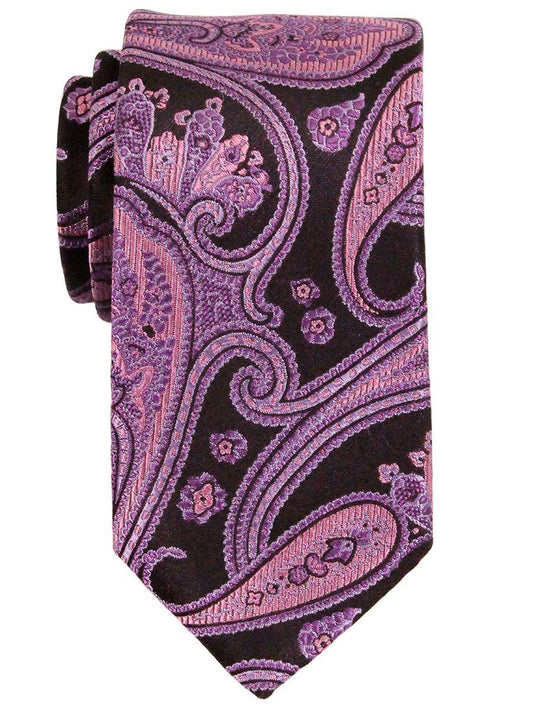 Heritage House 23147 100% Woven Silk Boy's Tie - Paisley - Black/Pink Boys Tie Heritage House 