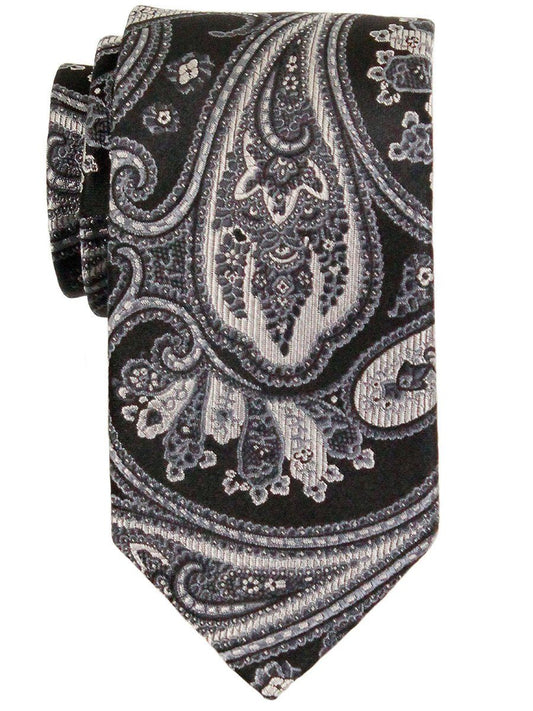 Heritage House 23149 100% Woven Silk Boy's Tie - Paisley - Black/Silver Boys Tie Heritage House 