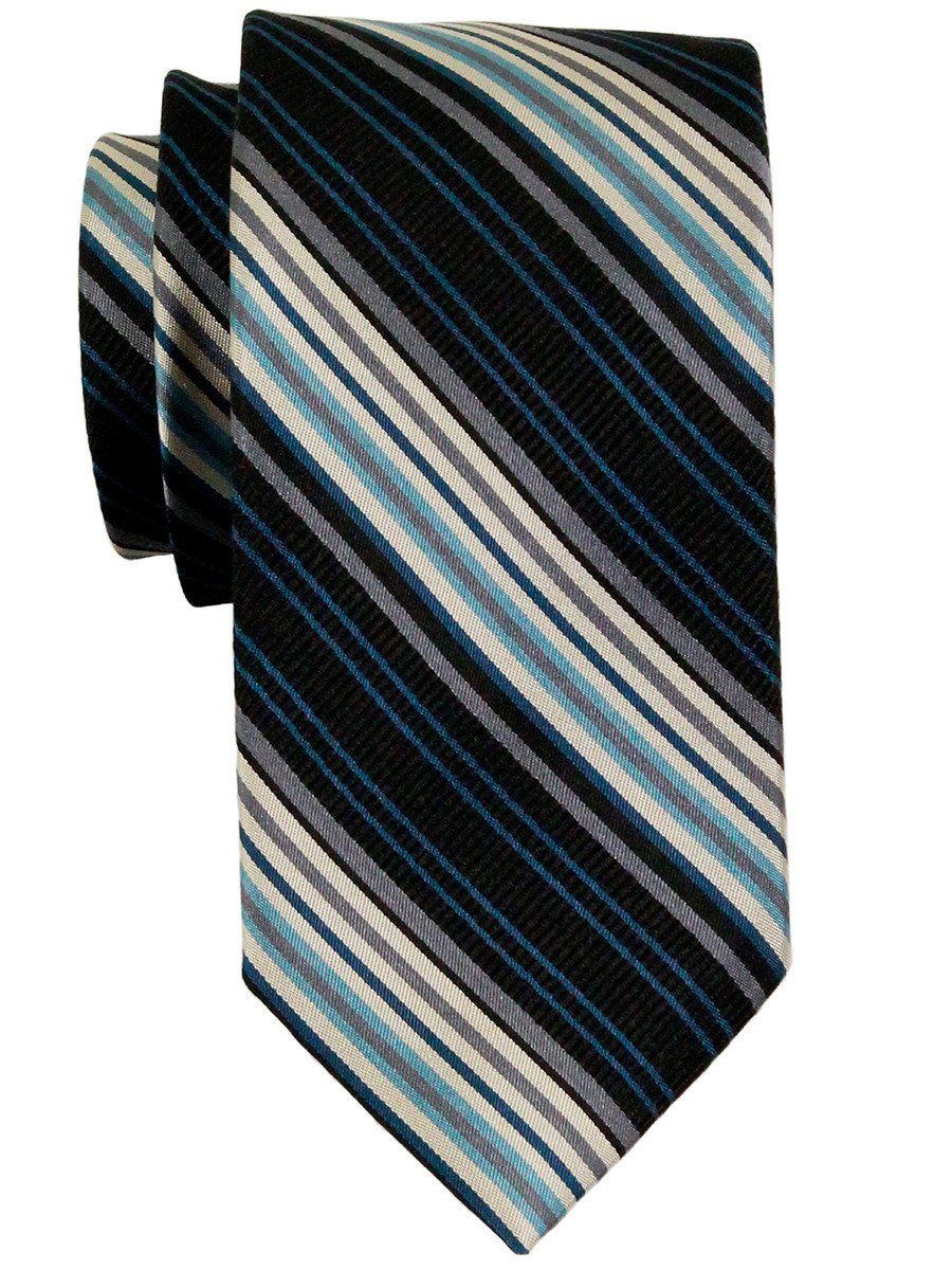 Heritage House 23180 100% Woven Silk Boy's Tie - Stripe - Turquoise/Black/Gray Boys Tie Heritage House 