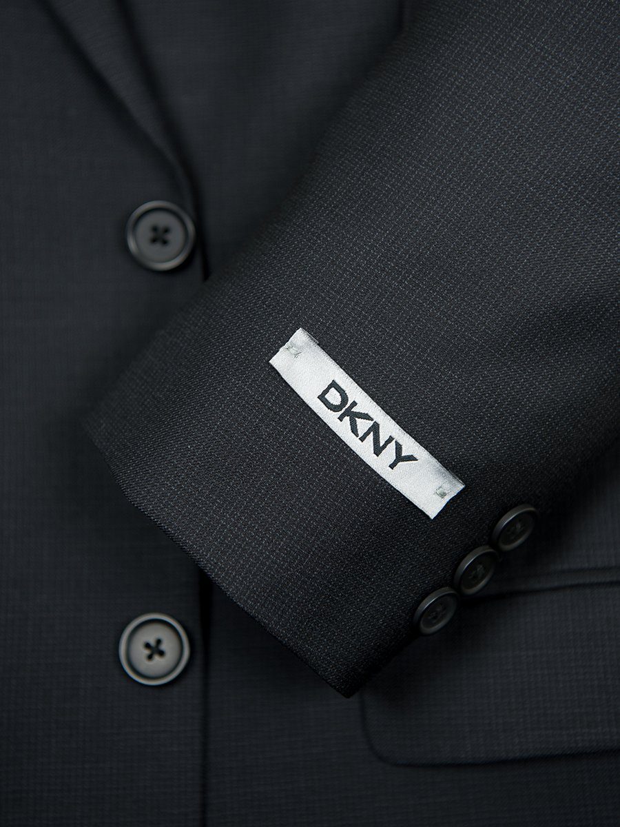 DKNY 23275 Slim Fit Boy's Suit-Black-Box Weave Boys Suit DKNY 