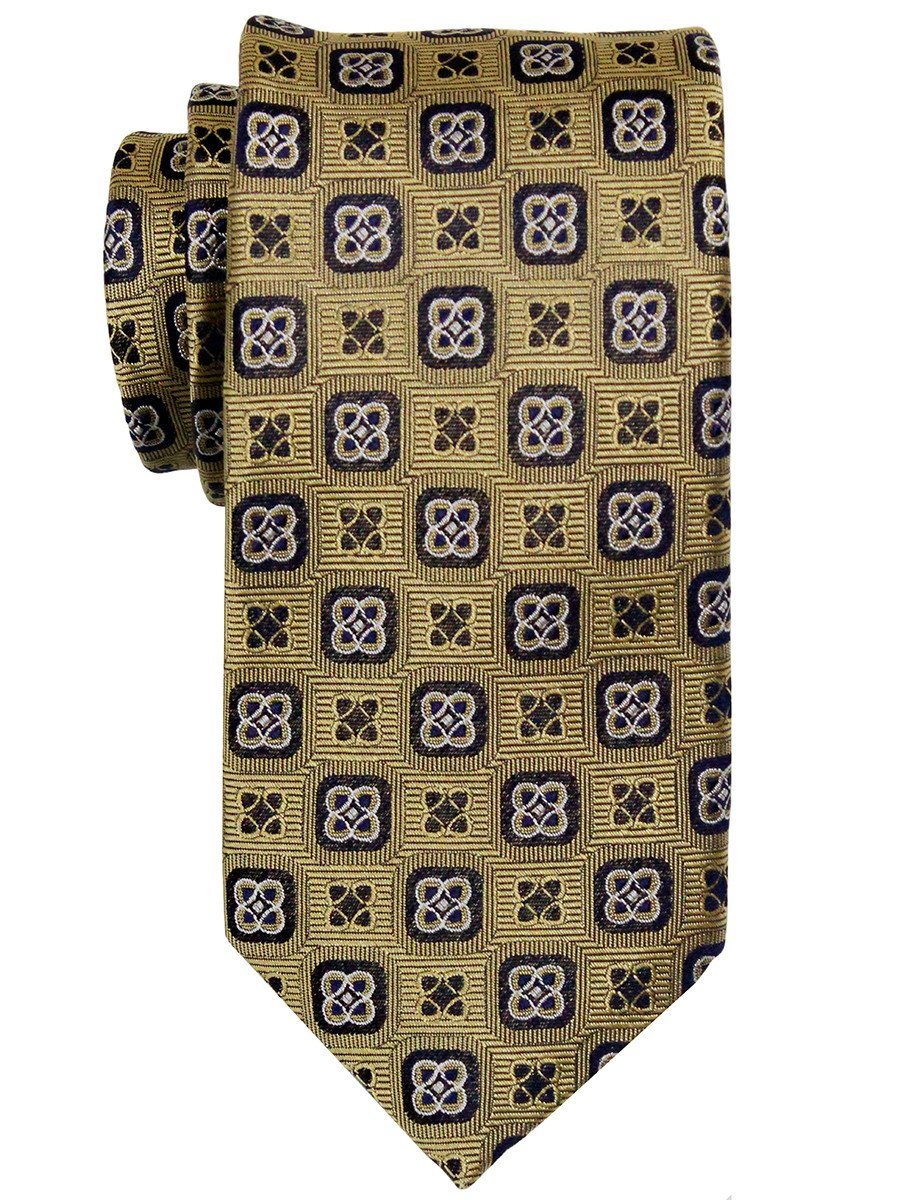 Heritage House 23283 100% Woven Silk Boy's Tie - Neat Geometric - Gold/Black/Navy Boys Tie Heritage House 