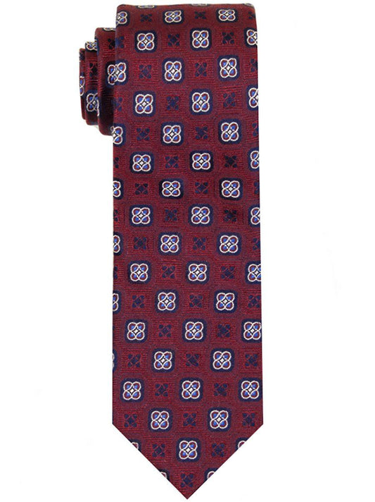 Heritage House 23285 100% Woven Silk Boy's Tie - Neat Geometric Style - Red/Navy Boys Tie Heritage House 