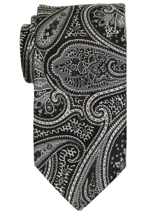 Heritage House 23307 100% Woven Silk Boy's Tie - Paisley - Black/Silver Boys Tie Heritage House 