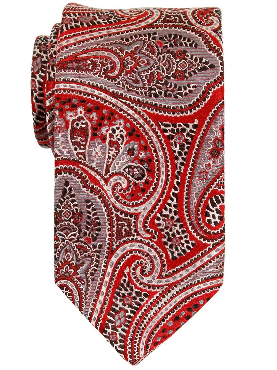 Heritage House 23313 100% Woven Silk Boy's Tie - Paisley - Red/Silver Boys Tie Heritage House 