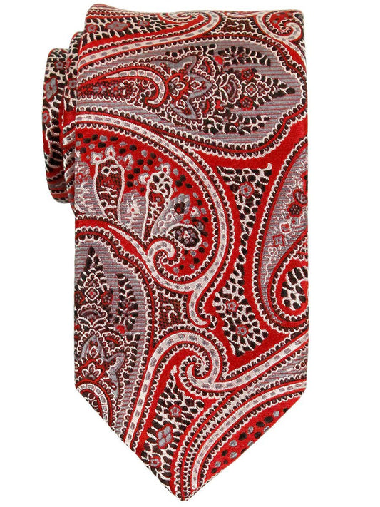 Heritage House 23313 100% Woven Silk Boy's Tie - Paisley - Red/Silver Boys Tie Heritage House 