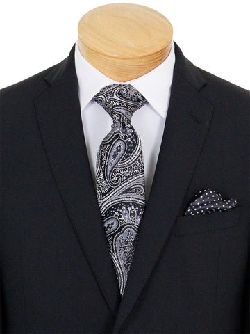 Tallia 23360 52% Wool/ 46% Polyester/ 2% Elastane Boy's Suit - Solid - Black Boys Suit Tallia 