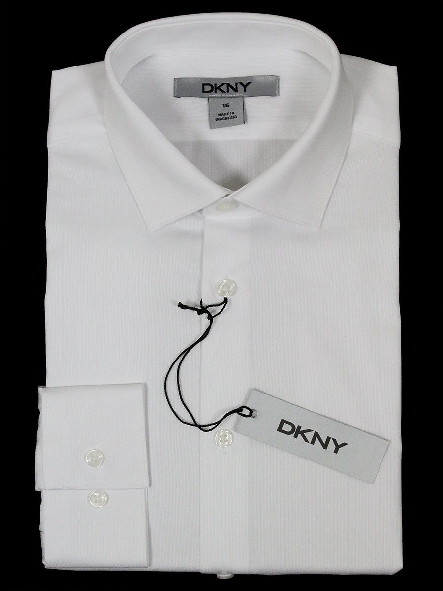 DKNY 23394 100% Cotton Boy's Dress Shirt - Tonal Stripe - White Boys Dress Shirt DKNY 