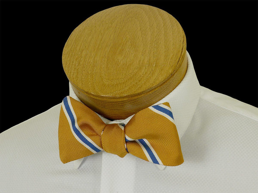 Boy's Bow Tie 23569 Gold/Blue Stripe Boys Bow Tie High Cotton 
