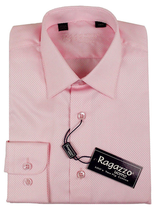 Ragazzo 23617 100% Cotton Boy's Dress Shirt - Box Weave - Pink Boys Dress Shirt Ragazzo 